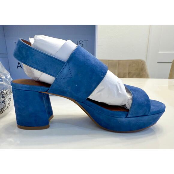 Aeorsoles Camera Light Blue (Indigo) Suede Platform Sandals Size 6.5M NIB π‘β¨π - Picture 10 of 15